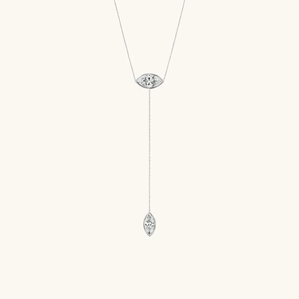 The Double Marquise Lab Diamond Lariat Necklace - Image 3
