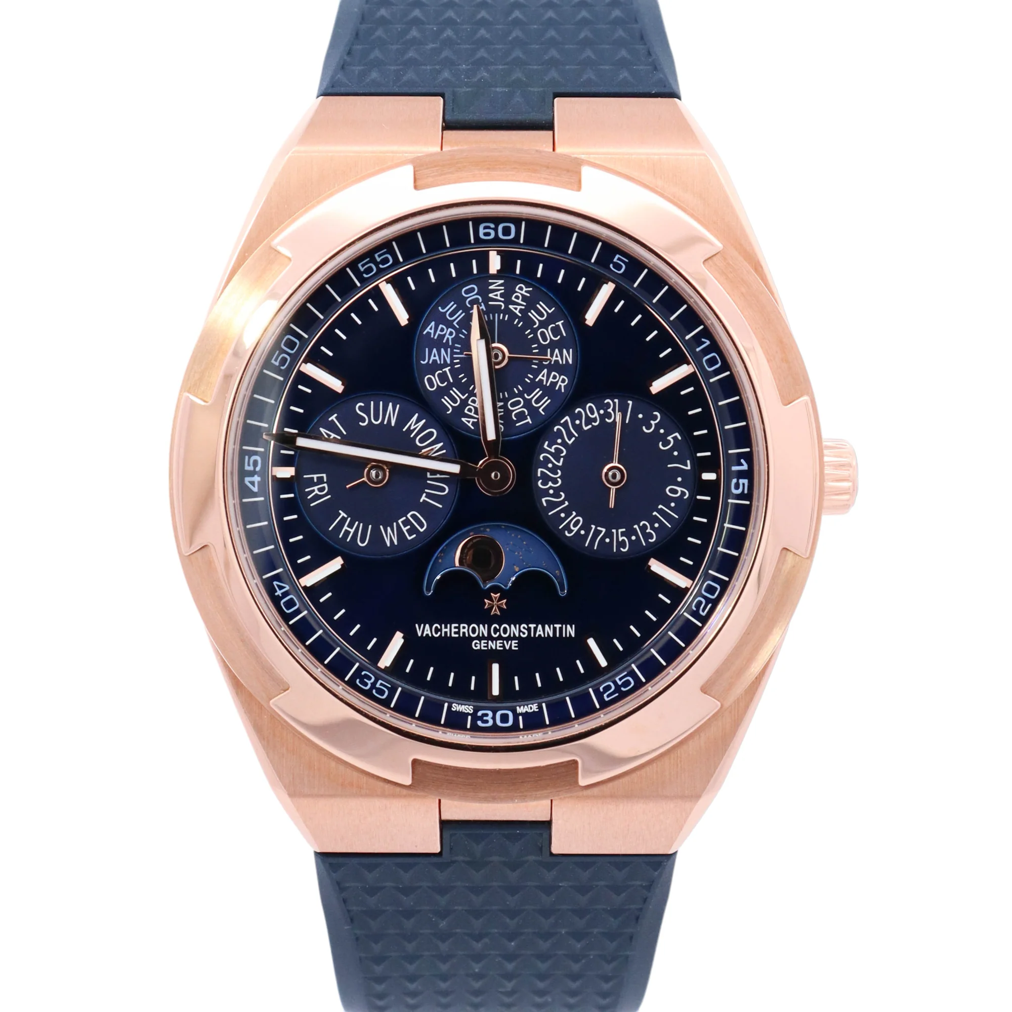 Vacheron Constantin Overseas Perpetual Calendar Ultra Thin 41.5mm Rose Gold Blue Stick Dial Watch Reference# 4300V/000R-B509